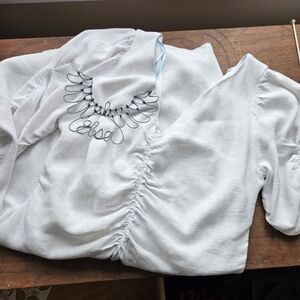 Zara Sz.L White Polka Dot 3/4 Sleeve